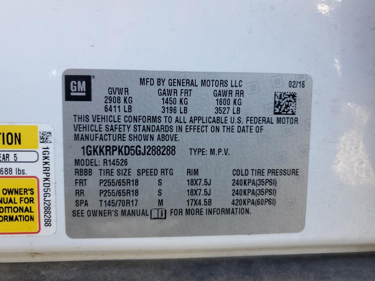 1gkkrpkd5gj288288 1GKKRPKD5GJ288288 2016 GMC Acadia Sle