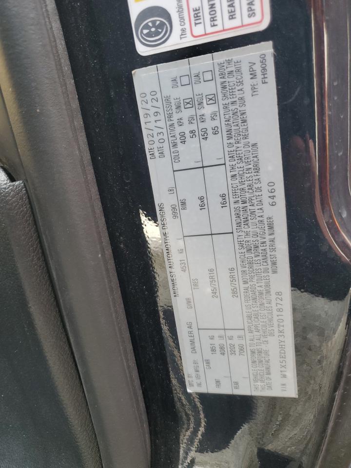 2019 Mercedes-Benz Sprinter 3500 VIN: W1X5EDHY3KT018728 Lot: 65355195