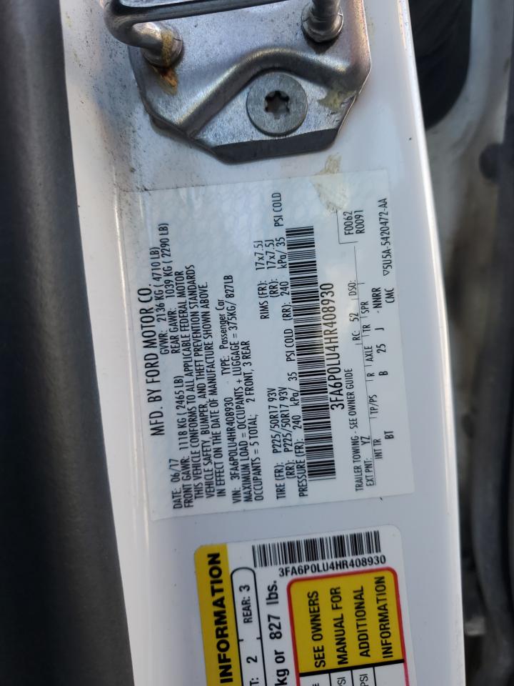 2017 Ford Fusion Se Hybrid VIN: 3FA6P0LU4HR408930 Lot: 66069845