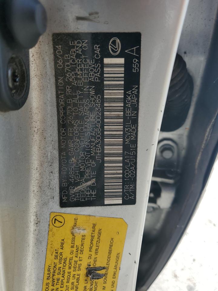2004 Lexus Es 330 VIN: JTHBA30G840023485 Lot: 65959945