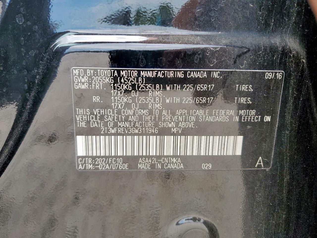 2016 Toyota Rav4 Xle VIN: 2T3WFREV3GW311946 Lot: 65682565