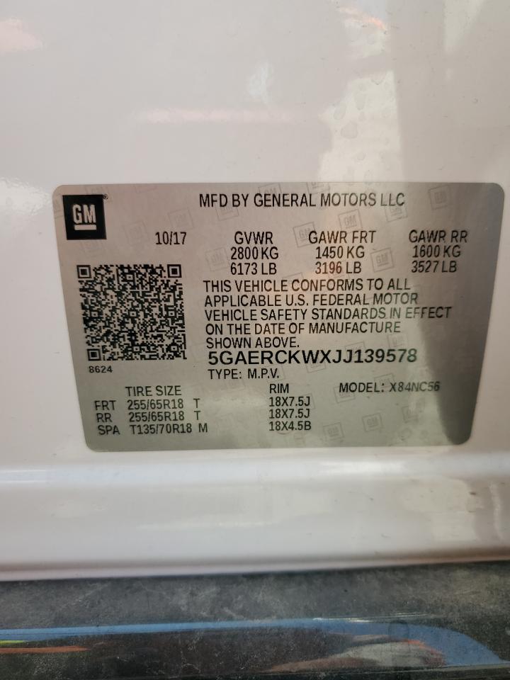 2018 Buick Enclave Premium VIN: 5GAERCKWXJJ139578 Lot: 64887825