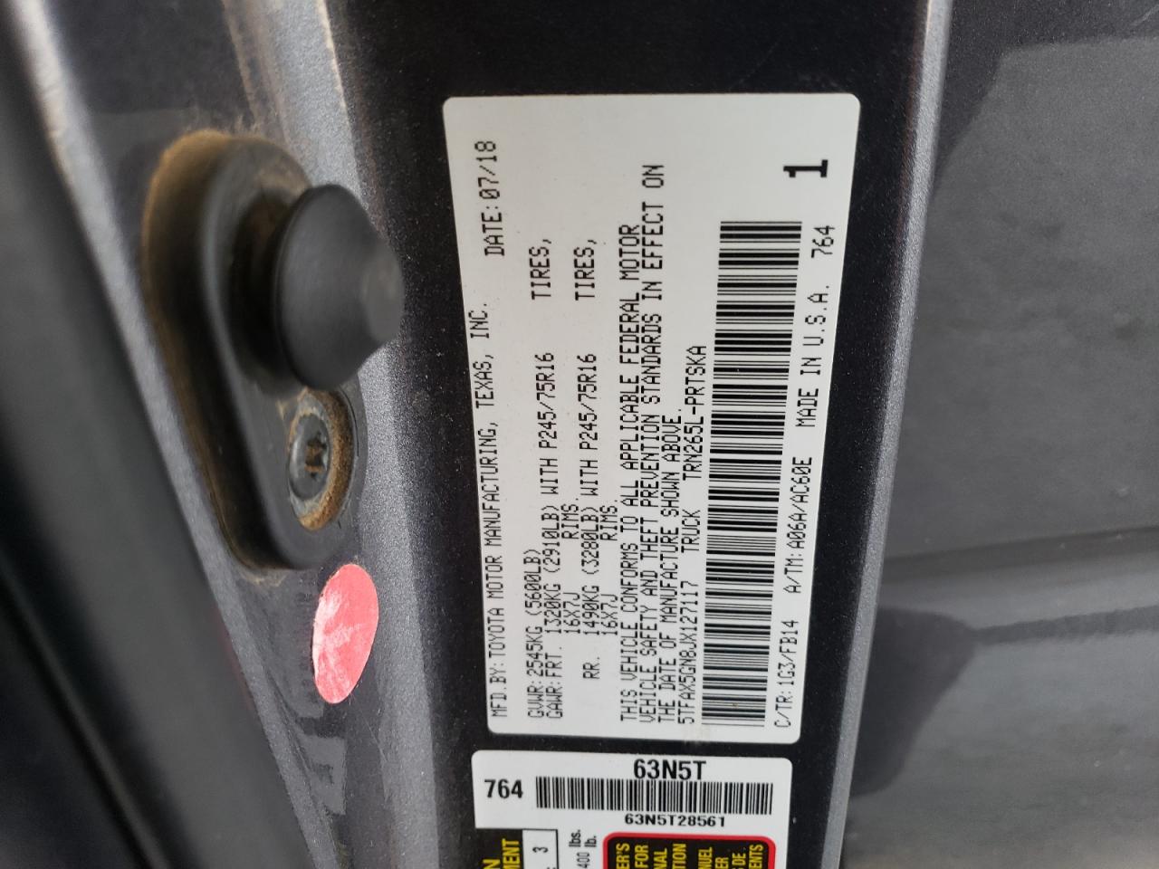 2018 Toyota Tacoma Double Cab VIN: 5TFAX5GN8JX127117 Lot: 64761315