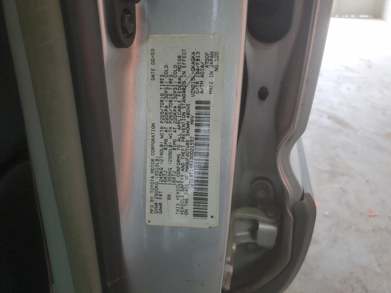 2003 Toyota 4Runner Sr5 VIN: JTEBT14R130021597 Lot: 64883145