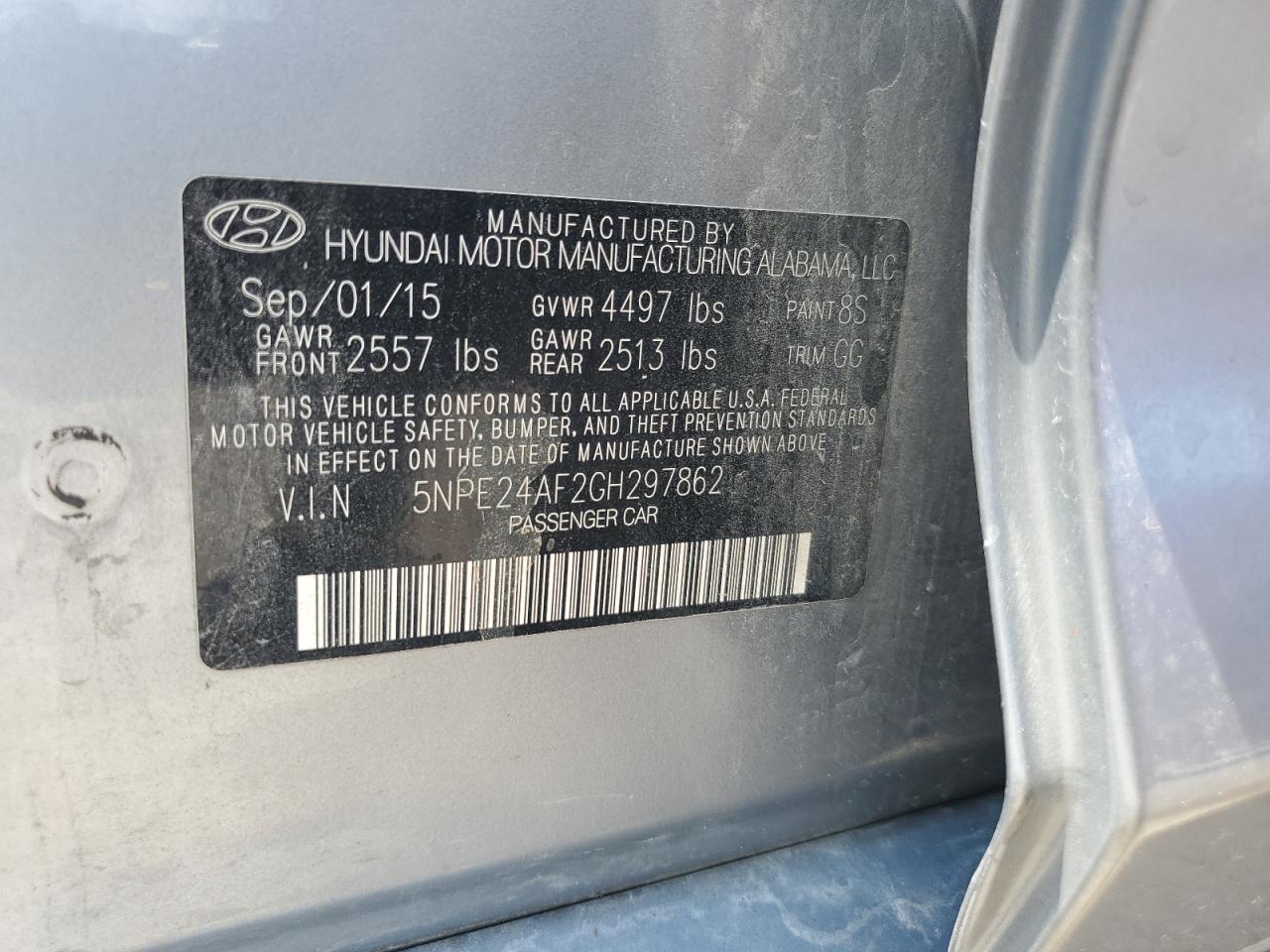 2016 Hyundai Sonata Se VIN: 5NPE24AF2GH297862 Lot: 64197975