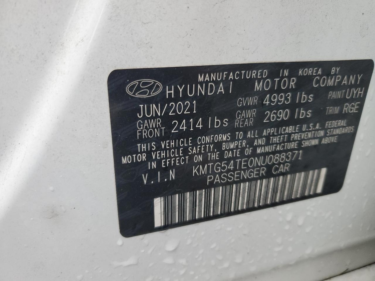 2022 Genesis G70 Base VIN: KMTG54TE0NU088371 Lot: 64294715