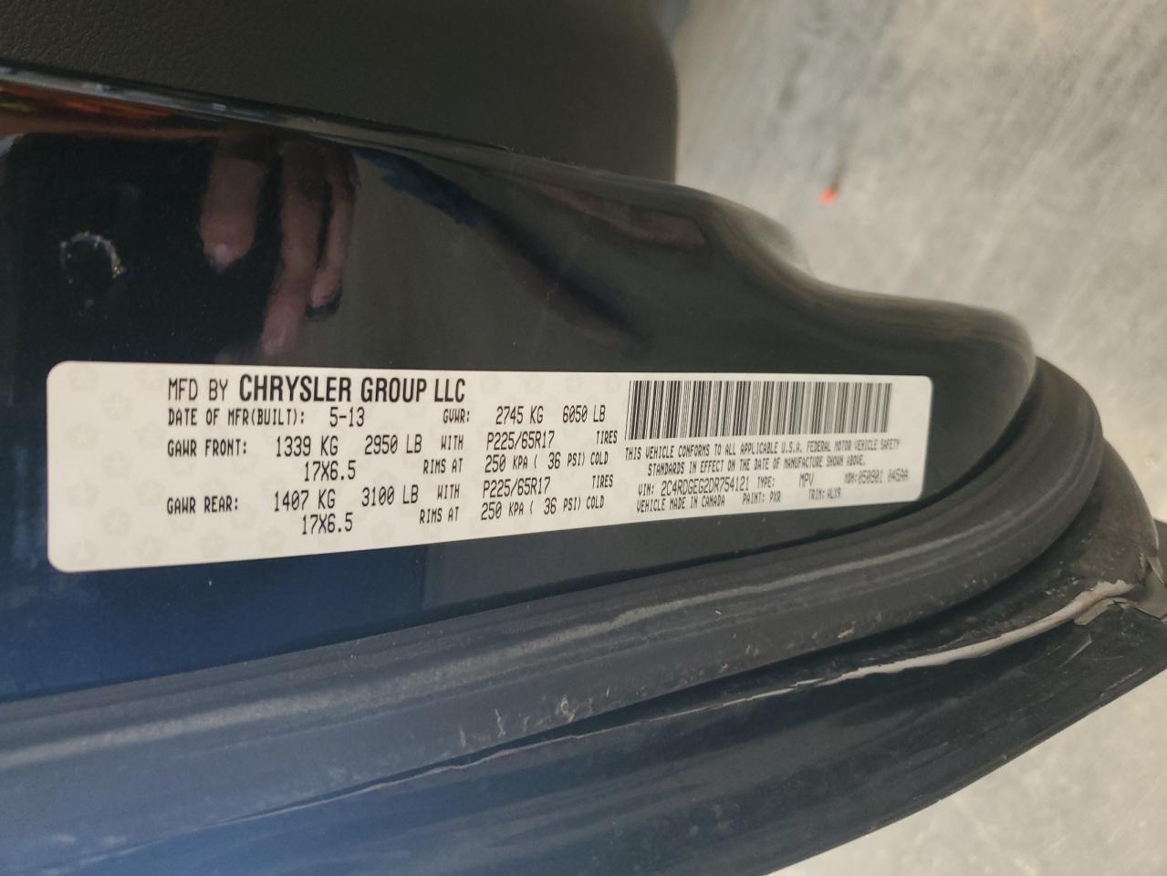 2013 Dodge Grand Caravan R/T VIN: 2C4RDGEG2DR754121 Lot: 64562475