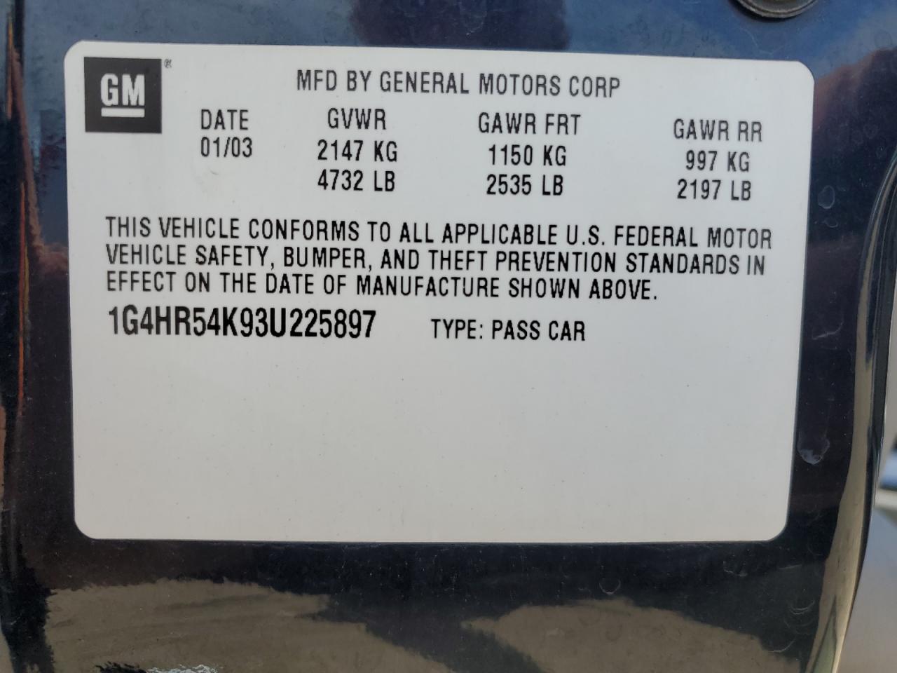 2003 Buick Lesabre Limited VIN: 1G4HR54K93U225897 Lot: 64575635
