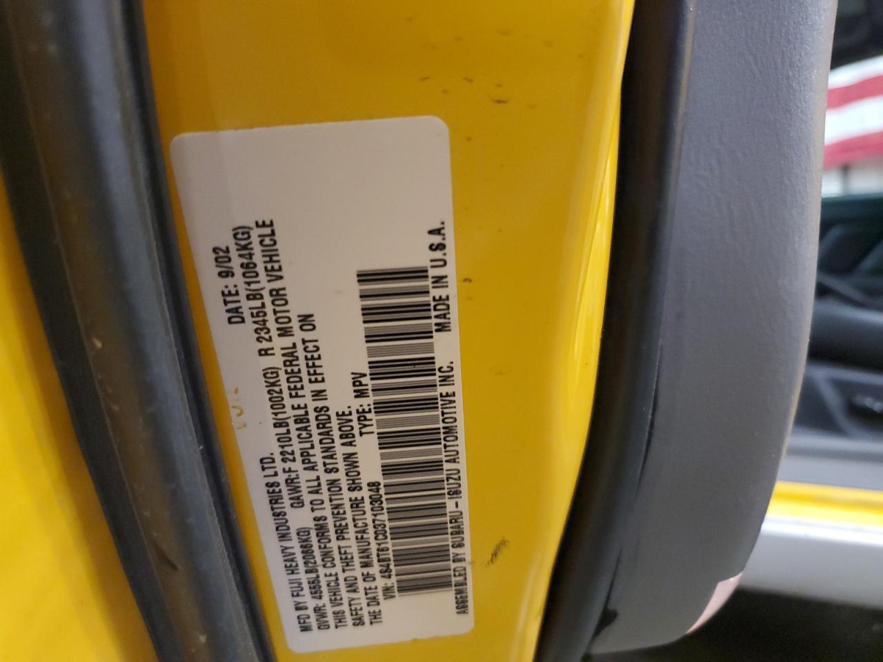 2003 Subaru Baja VIN: 4S4BT61C037103048 Lot: 63530965