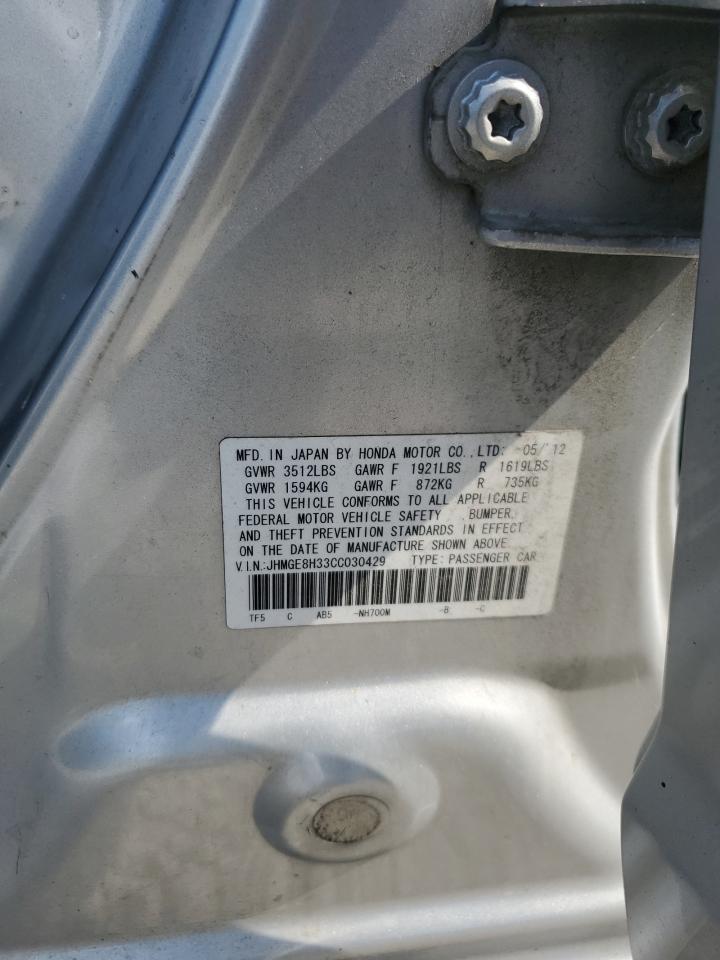 2012 Honda Fit VIN: JHMGE8H33CC030429 Lot: 63315915