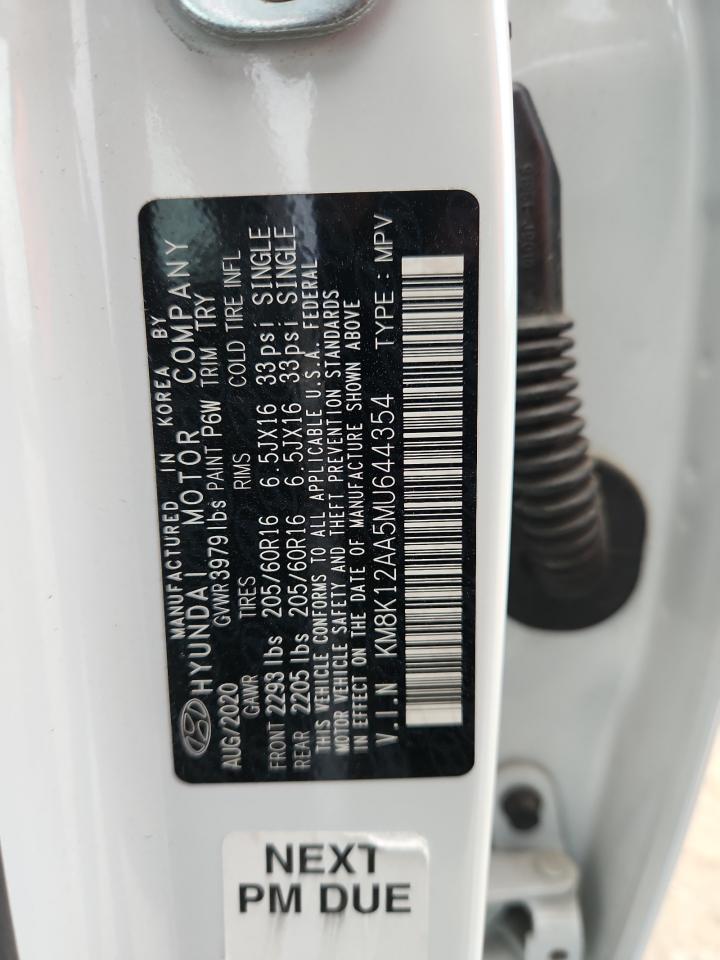 2021 Hyundai Kona Se VIN: KM8K12AA5MU644354 Lot: 63251825