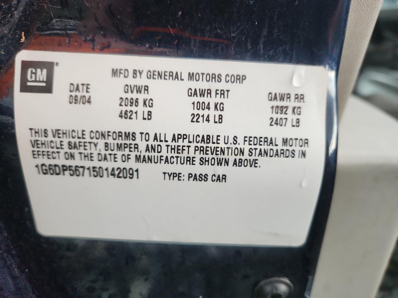 2005 Cadillac Cts Hi Feature V6 VIN: 1G6DP567150142091 Lot: 64015435