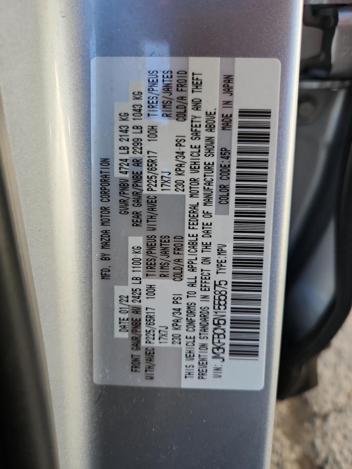2022 Mazda Cx-5 Preferred VIN: JM3KFBCM5N1555875 Lot: 64543905