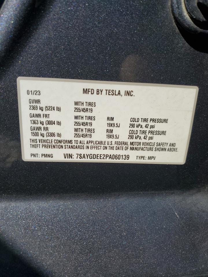 2023 Tesla Model Y VIN: 7SAYGDEE2PA060139 Lot: 64735795