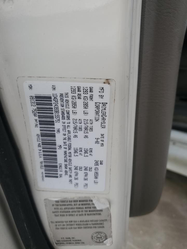 2003 Dodge Grand Caravan Se VIN: 1D4GP24393B155751 Lot: 63988415