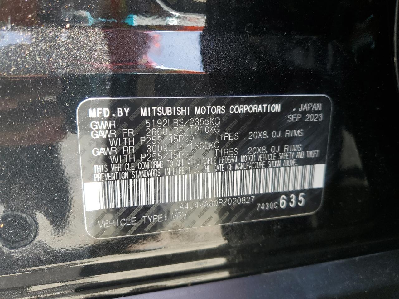 2024 Mitsubishi Outlander Se VIN: JA4J4VA80RZ020827 Lot: 64137755