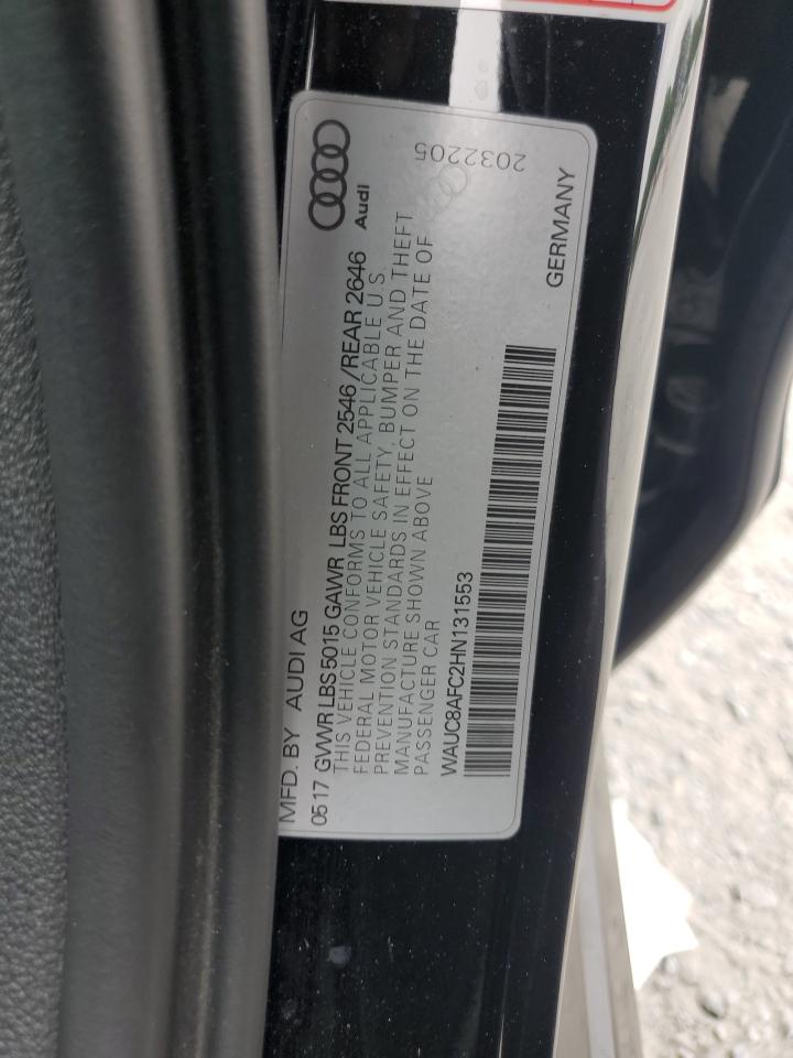 2017 Audi A6 Premium VIN: WAUC8AFC2HN131553 Lot: 64471215
