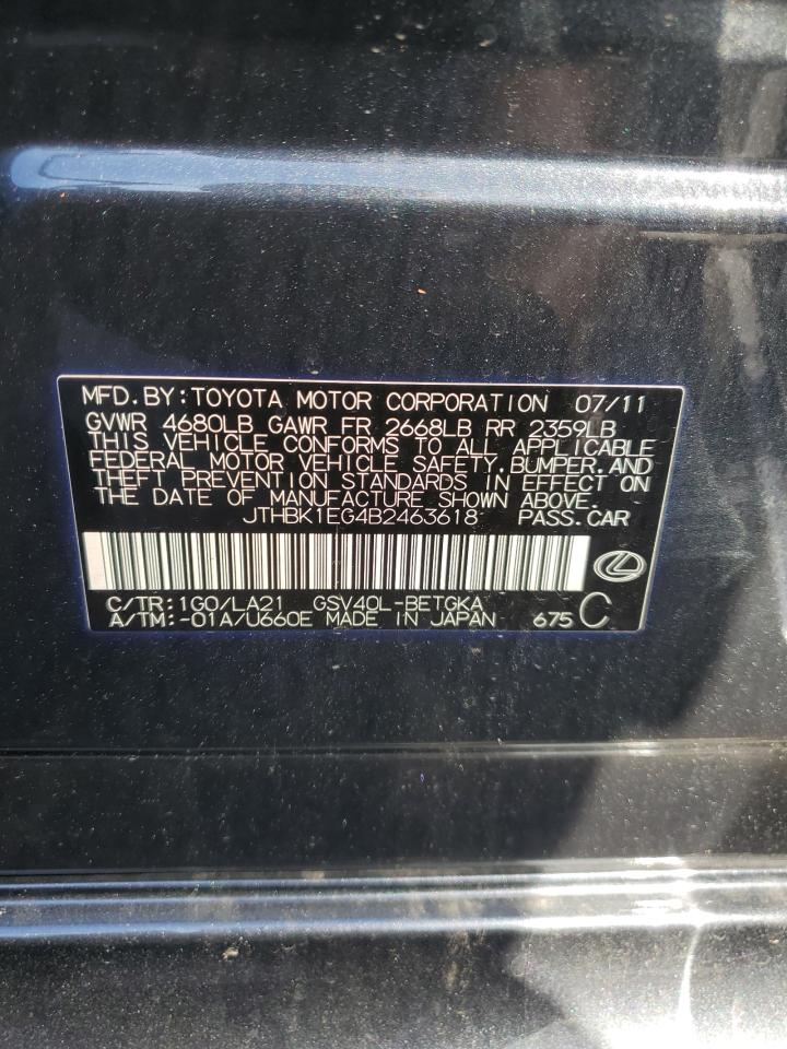 jthbk1eg4b2463618 JTHBK1EG4B2463618 2011 Lexus Es 350