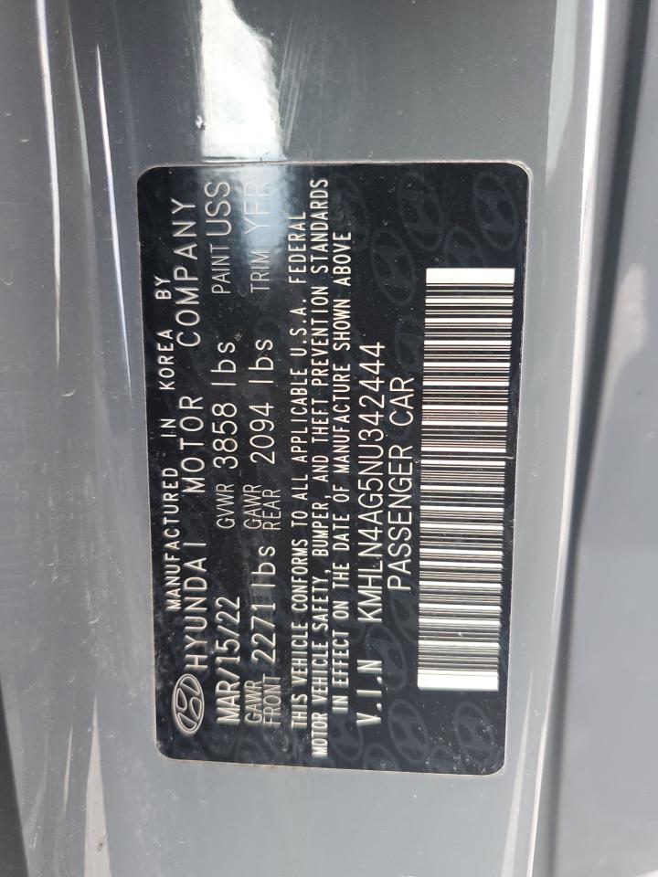 2022 Hyundai Elantra Sel VIN: KMHLN4AG5NU342444 Lot: 66985145