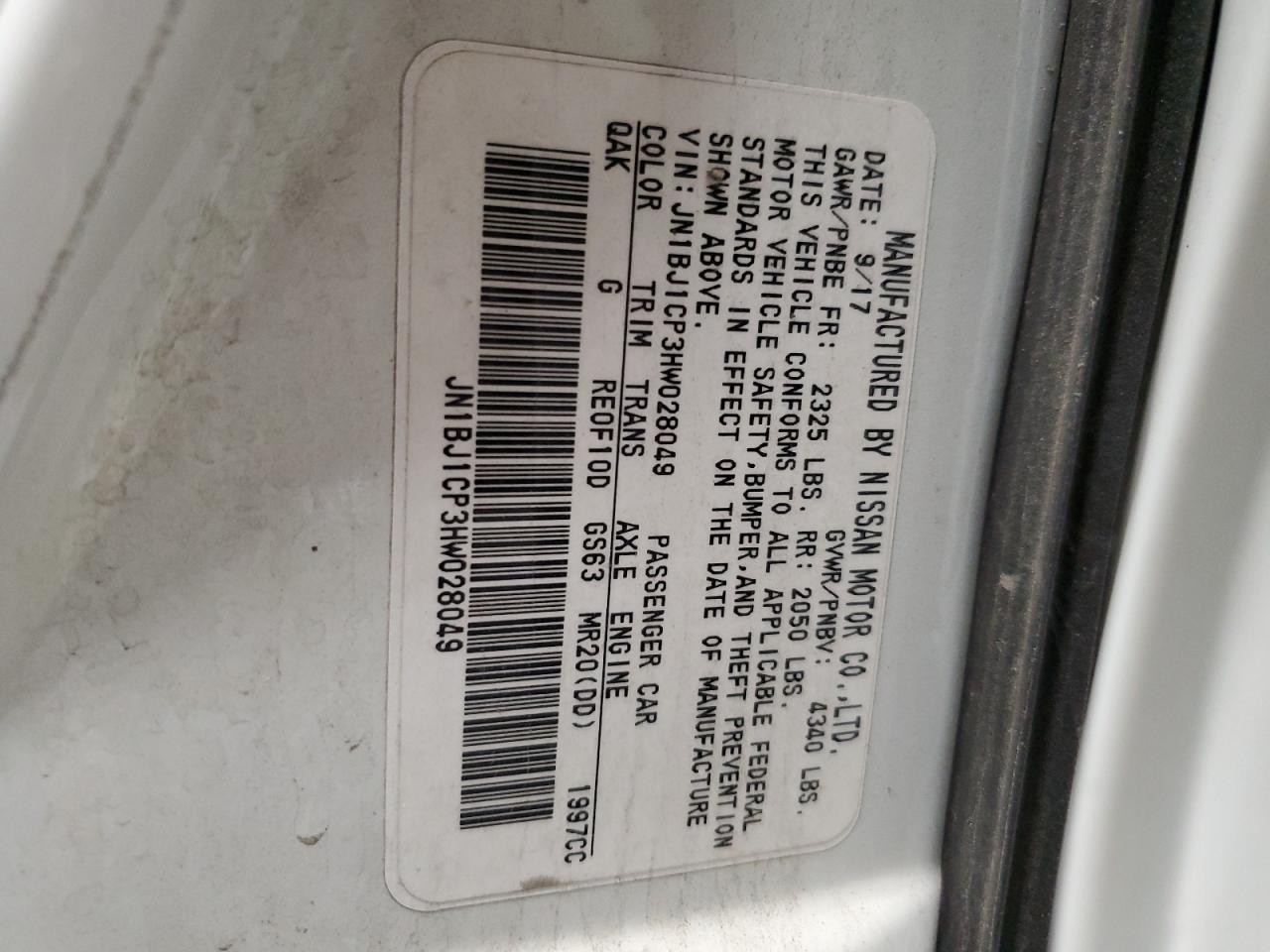 2017 Nissan Rogue Sport S VIN: JN1BJ1CP3HW028049 Lot: 63619125