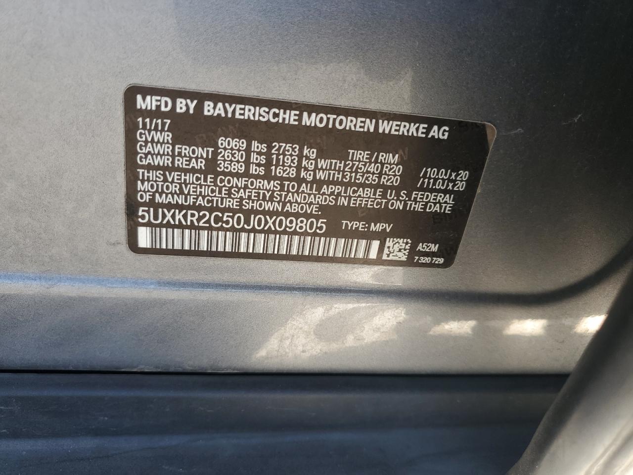 2018 BMW X5 Sdrive35I VIN: 5UXKR2C50J0X09805 Lot: 63424585
