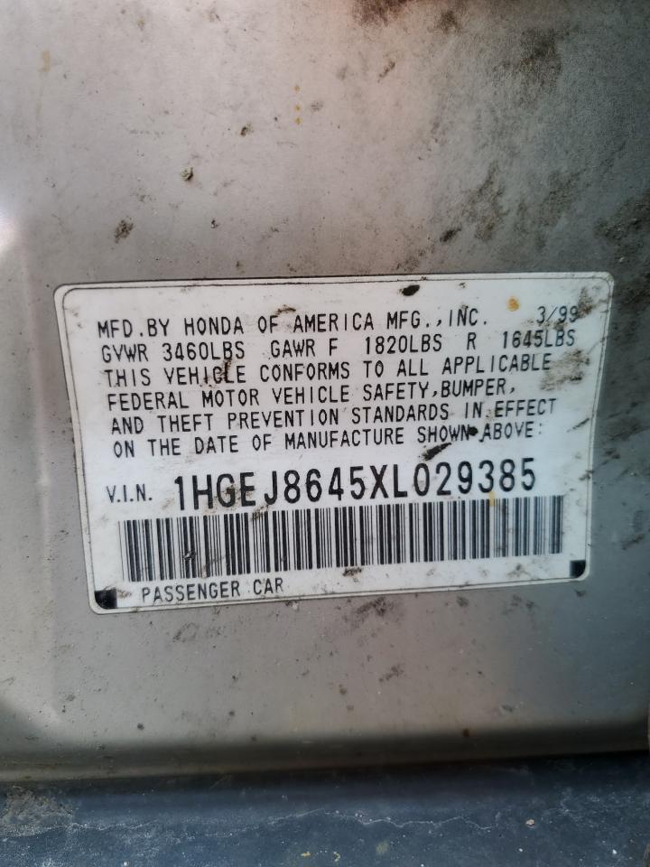 1999 Honda Civic Ex VIN: 1HGEJ8645XL029385 Lot: 63997165