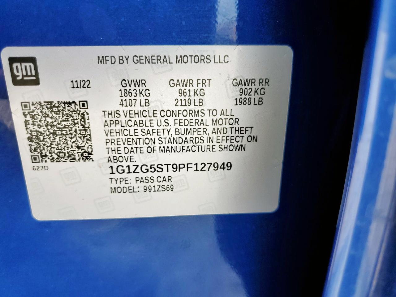 2023 Chevrolet Malibu Rs VIN: 1G1ZG5ST9PF127949 Lot: 62677755