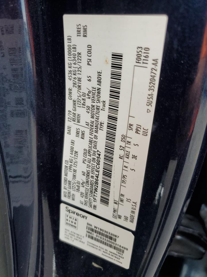 2020 Ford F250 Super Duty VIN: 1FT7W2B64LEC60547 Lot: 66771905