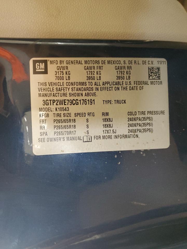 2012 GMC Sierra K1500 Slt VIN: 3GTP2WE79CG176191 Lot: 66908125