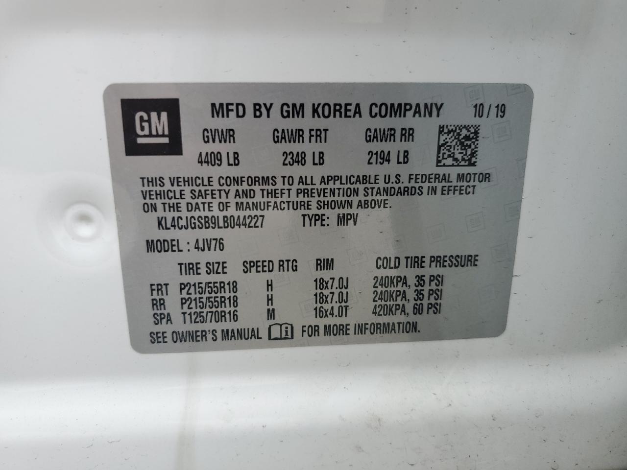 2020 Buick Encore Essence VIN: KL4CJGSB9LB044227 Lot: 63455775