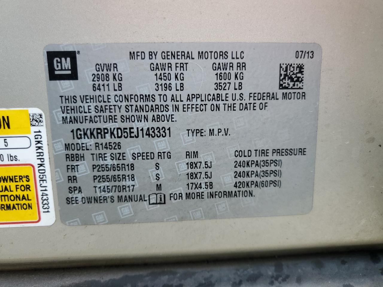 1gkkrpkd5ej143331 1GKKRPKD5EJ143331 2014 GMC Acadia Sle