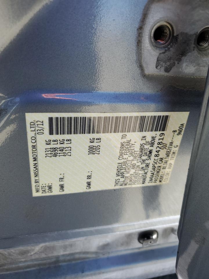 2012 Nissan Maxima S VIN: 1N4AA5AP5CC842819 Lot: 64054495