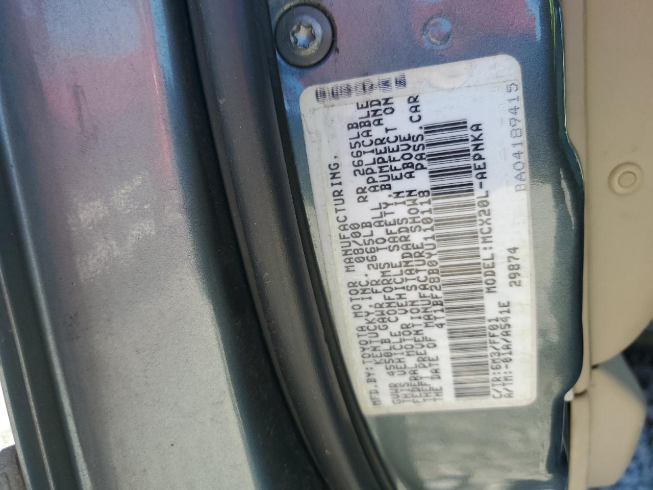 2000 Toyota Avalon Xl VIN: 4T1BF28B0YU110118 Lot: 61986315