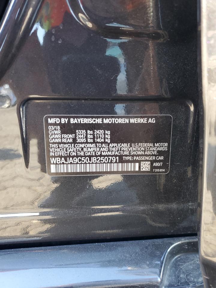 2018 BMW 530E VIN: WBAJA9C50JB250791 Lot: 62258275