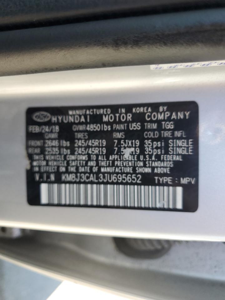 2018 Hyundai Tucson Sport VIN: KM8J3CAL3JU695652 Lot: 65113215