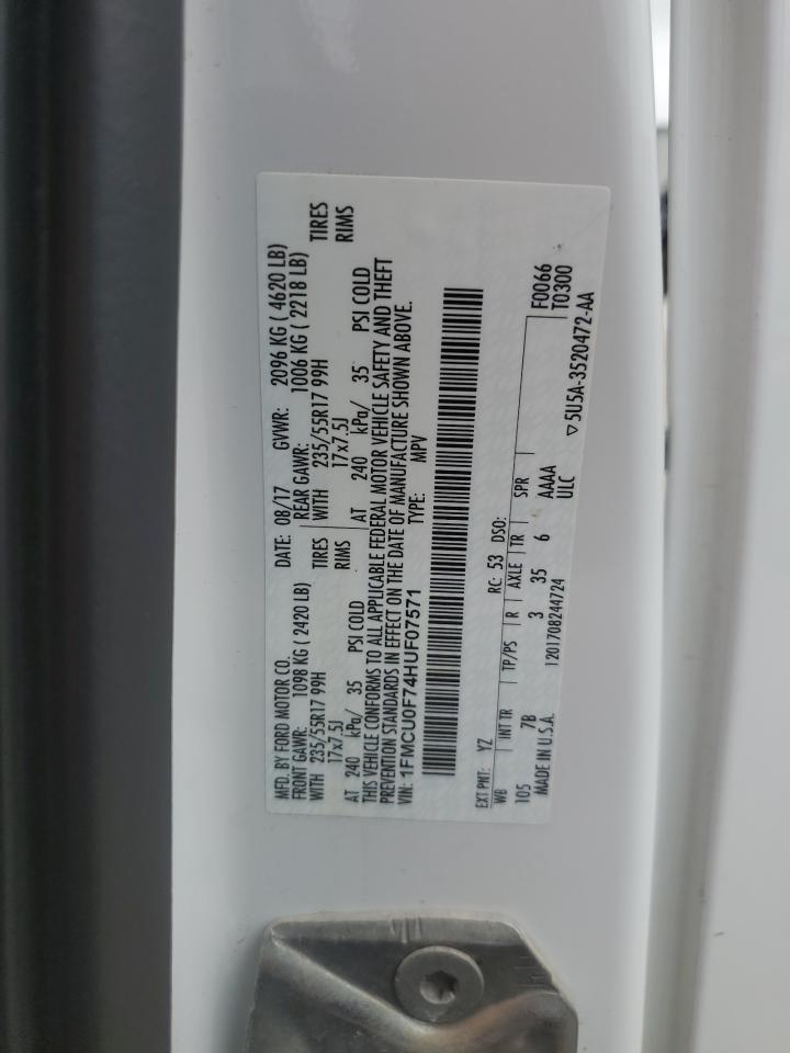 2017 Ford Escape S VIN: 1FMCU0F74HUF07571 Lot: 65361325