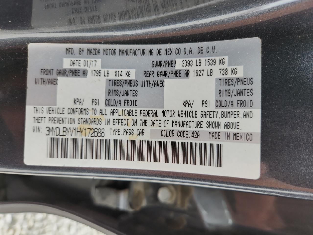 2017 Toyota Yaris Ia VIN: 3MYDLBYV1HY172688 Lot: 65588345