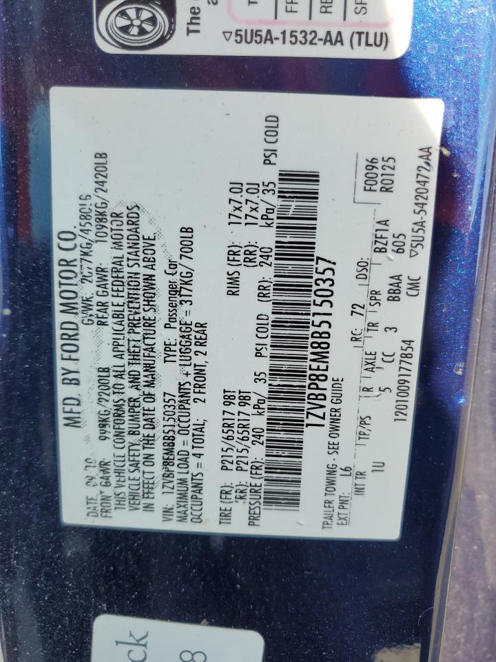 2011 Ford Mustang VIN: 1ZVBP8EM8B5150357 Lot: 63667405