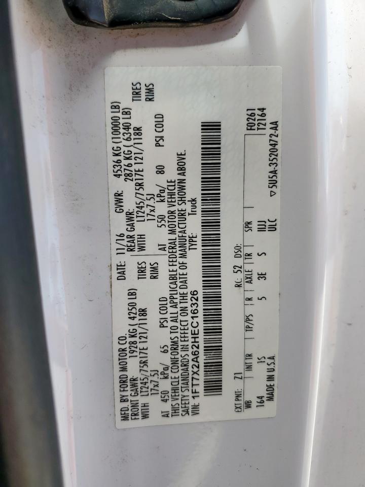 2017 Ford F250 Super Duty VIN: 1FT7X2A62HEC16326 Lot: 65220925