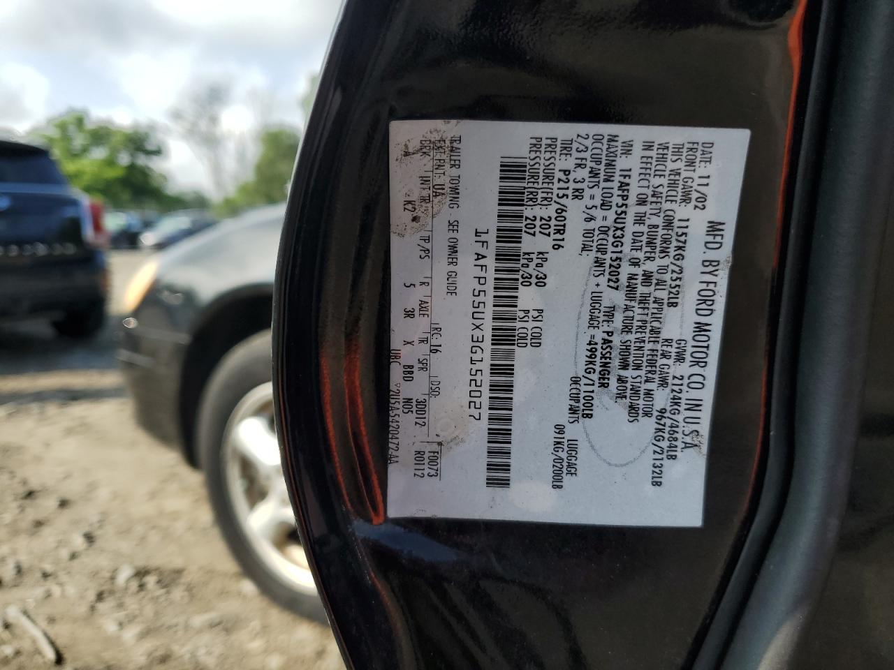 2003 Ford Taurus Ses VIN: 1FAFP55UX3G152027 Lot: 64510775