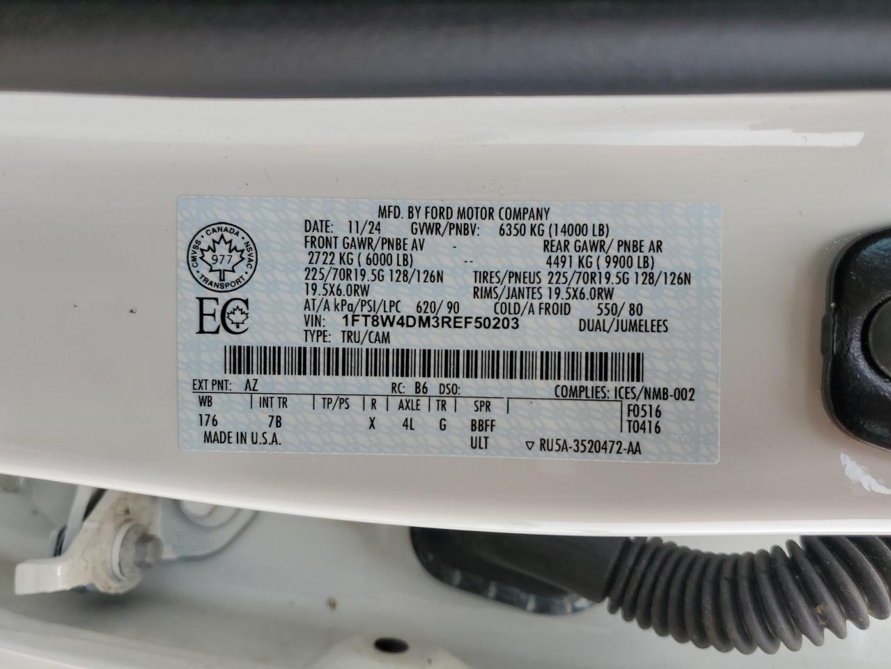2024 Ford F450 Super Duty VIN: 1FT8W4DM3REF50203 Lot: 61340975
