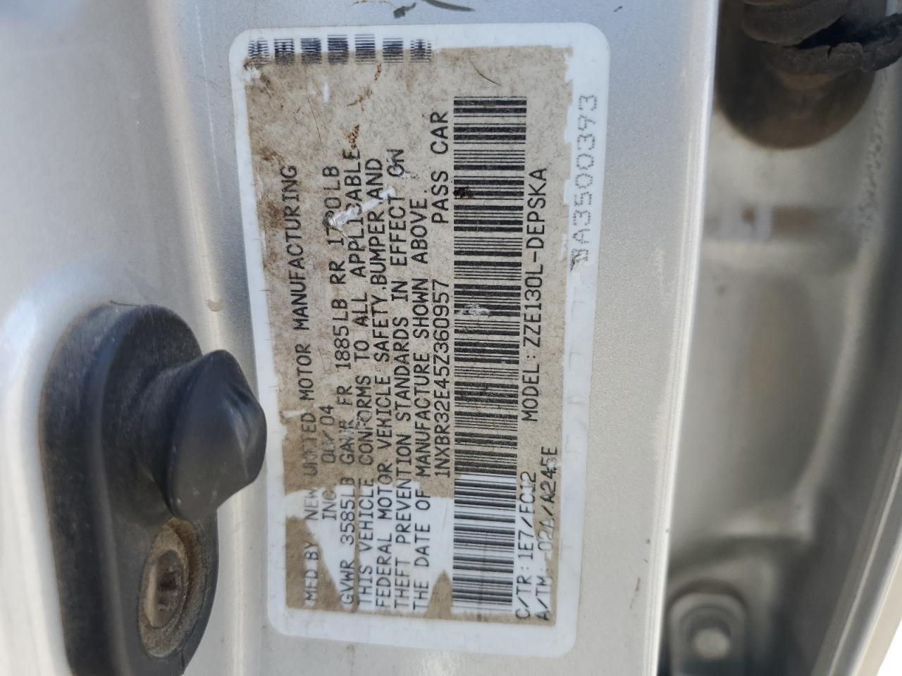 2005 Toyota Corolla Ce VIN: 1NXBR32E45Z360957 Lot: 63085295