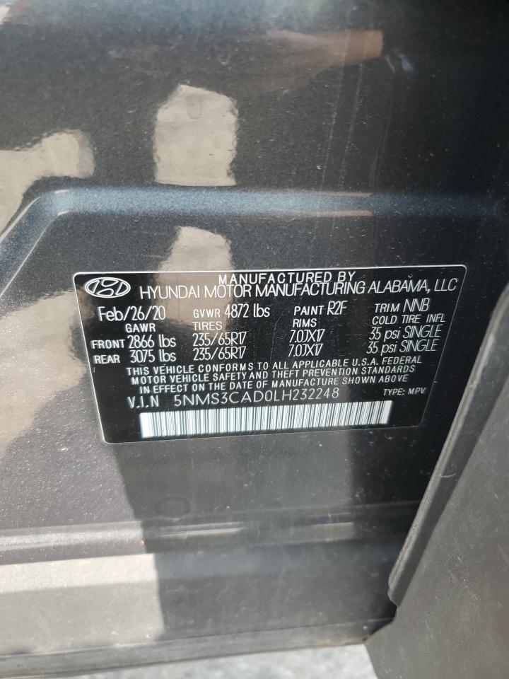 2020 Hyundai Santa Fe Sel VIN: 5NMS3CAD0LH232248 Lot: 64837085