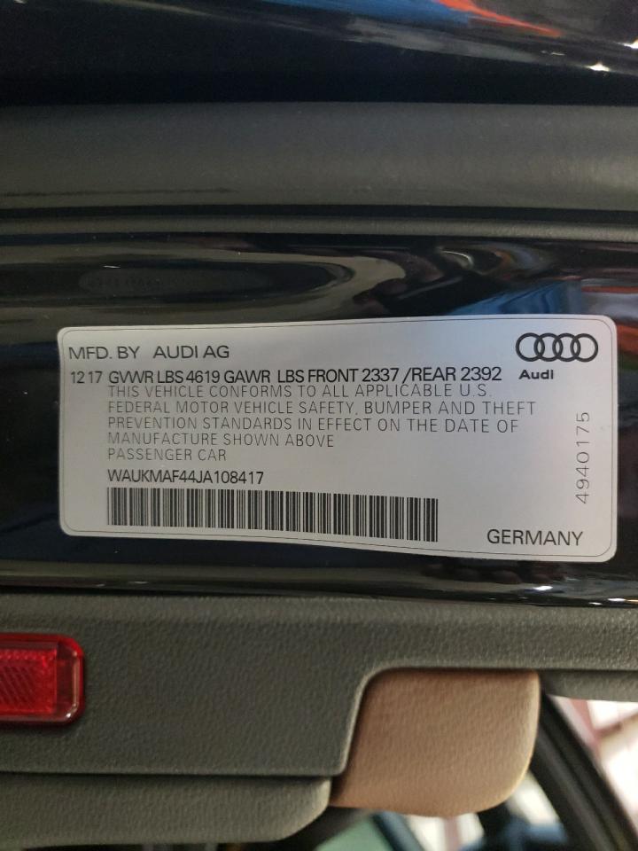 2018 Audi A4 Premium VIN: WAUKMAF44JA108417 Lot: 64369245