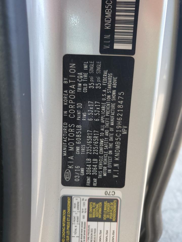 2017 Kia Sedona Lx VIN: KNDMB5C19H6218475 Lot: 65705855