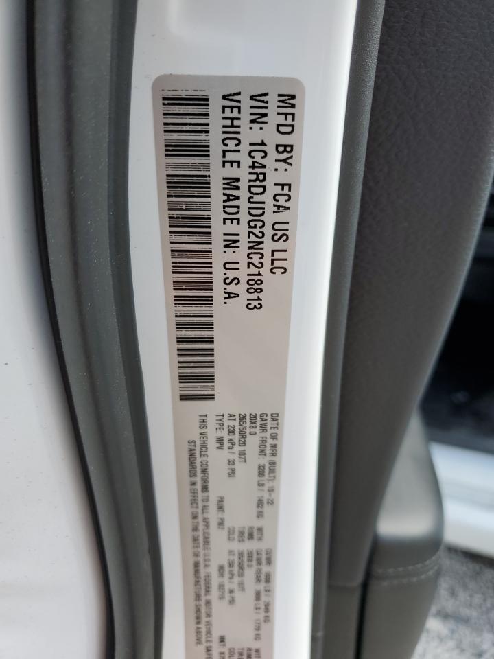 2022 Dodge Durango Gt VIN: 1C4RDJDG2NC218813 Lot: 62923455