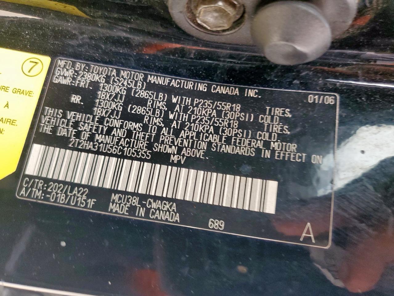 2006 Lexus Rx 330 VIN: 2T2HA31U56C105355 Lot: 65562735