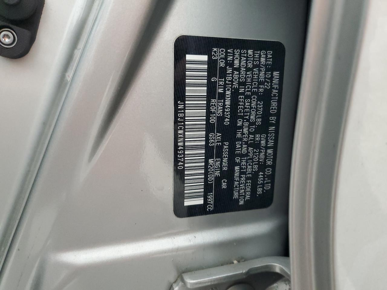 2022 Nissan Rogue Sport Sl VIN: JN1BJ1CWXNW493740 Lot: 64353845