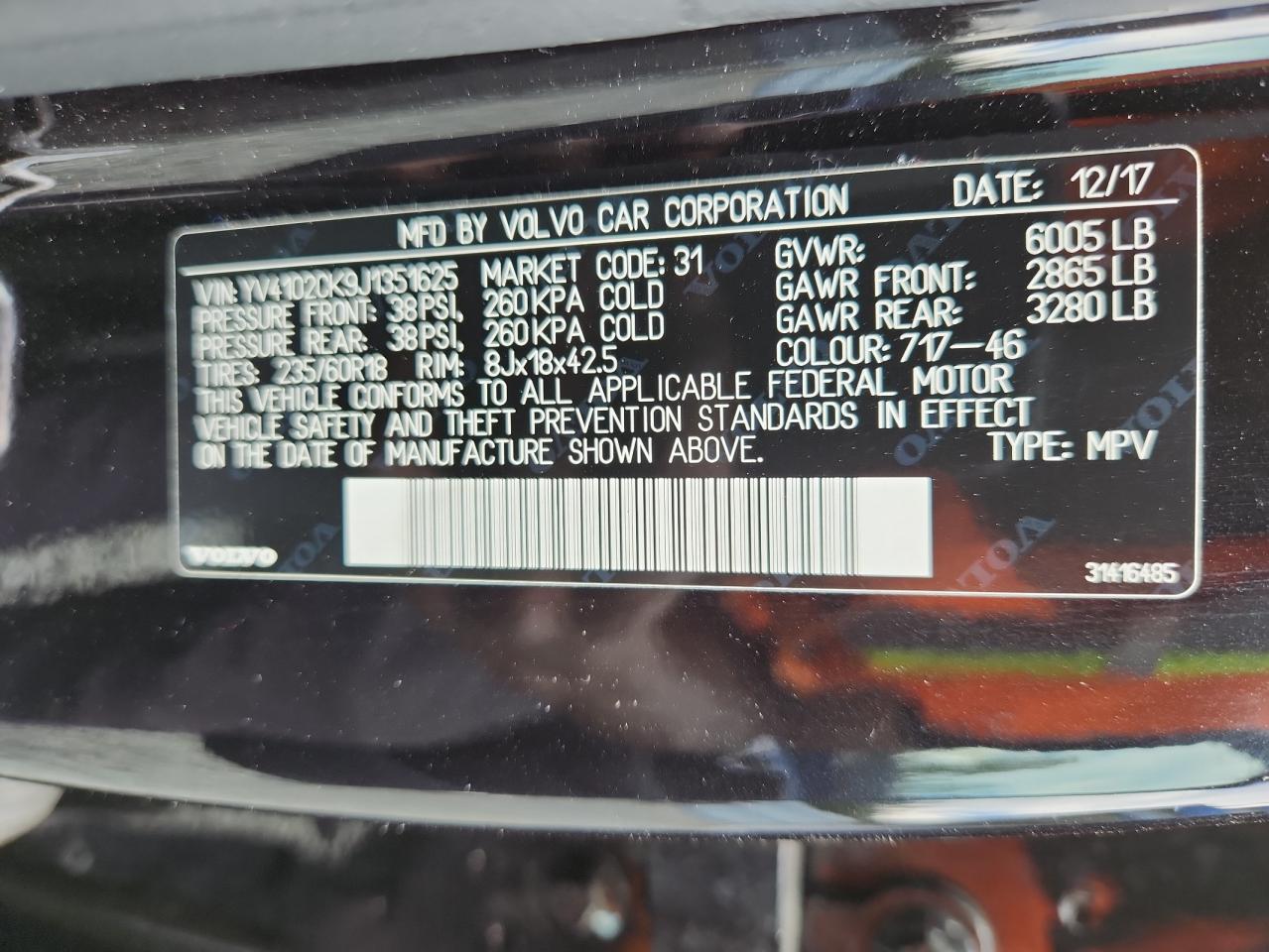 2018 Volvo Xc90 T5 VIN: YV4102CK9J1351625 Lot: 64138175
