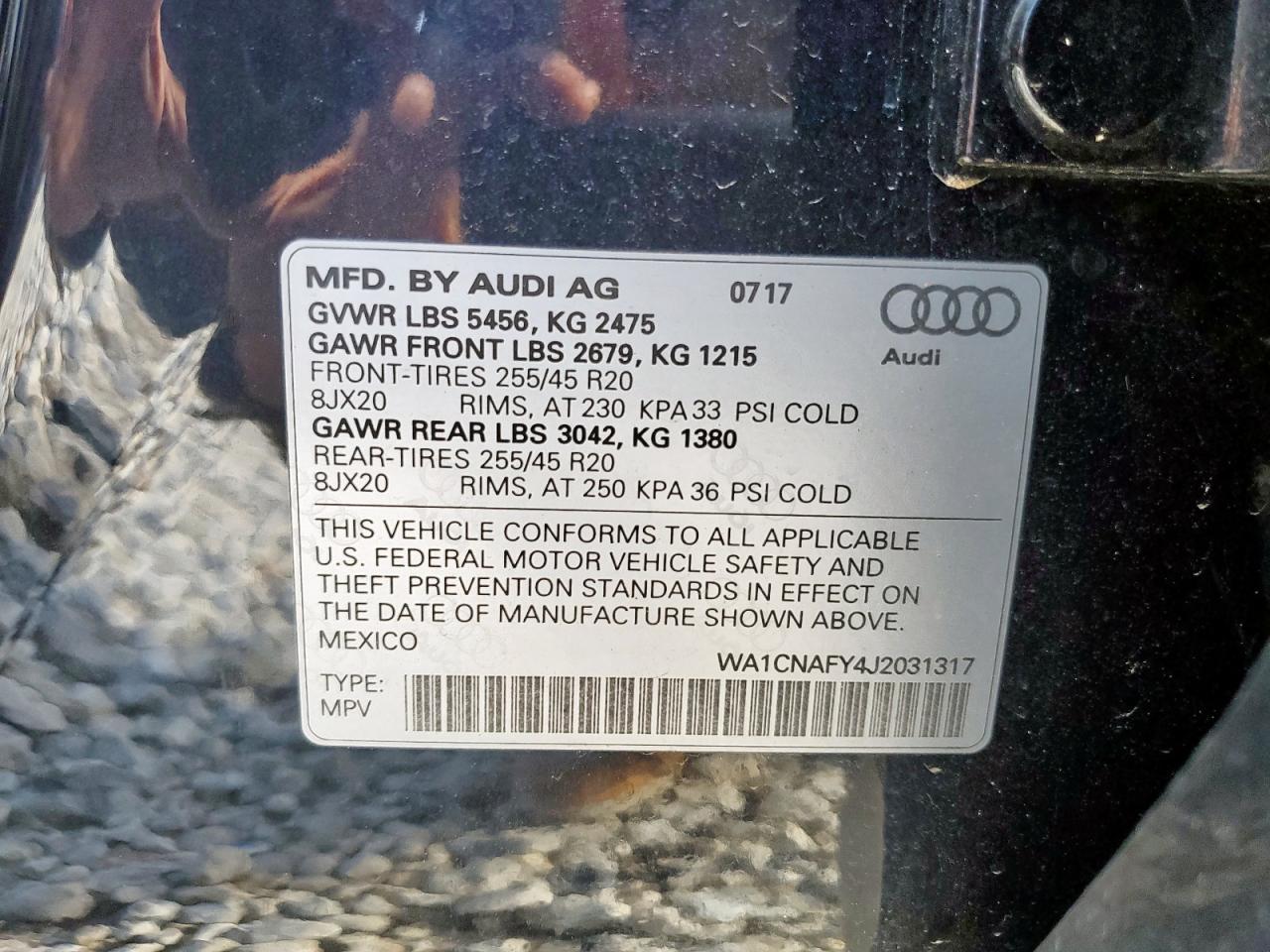 2018 Audi Q5 Prestige VIN: WA1CNAFY4J2031317 Lot: 64168375